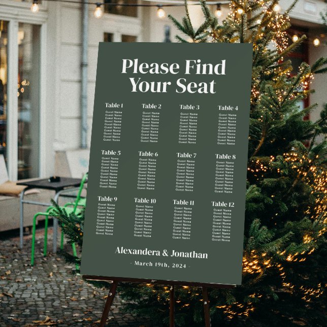 Rustic Winter Christmas Wedding Seating Chart Foam Board (Creator Uploaded)