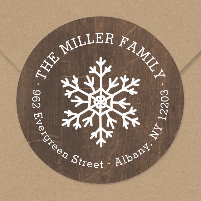 Rustic Winter Circle Return Address Label (Creator Uploaded)