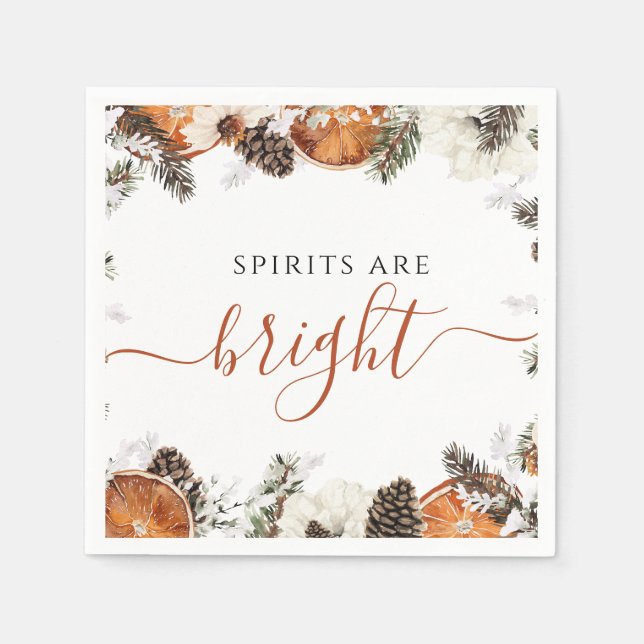 Rustic Winter Citrus & Pine Holiday Party  Napkins (Front)