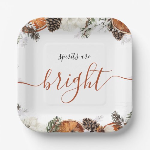 Rustic Winter Citrus  Pine Holiday Party  Paper Plates