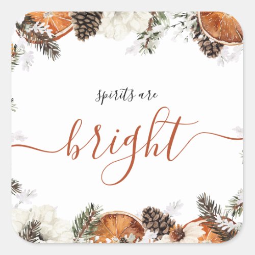 Rustic Winter Citrus  Pine Holiday Party  Square Sticker