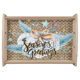 Rustic Winter Composition Christmas Serving Tray