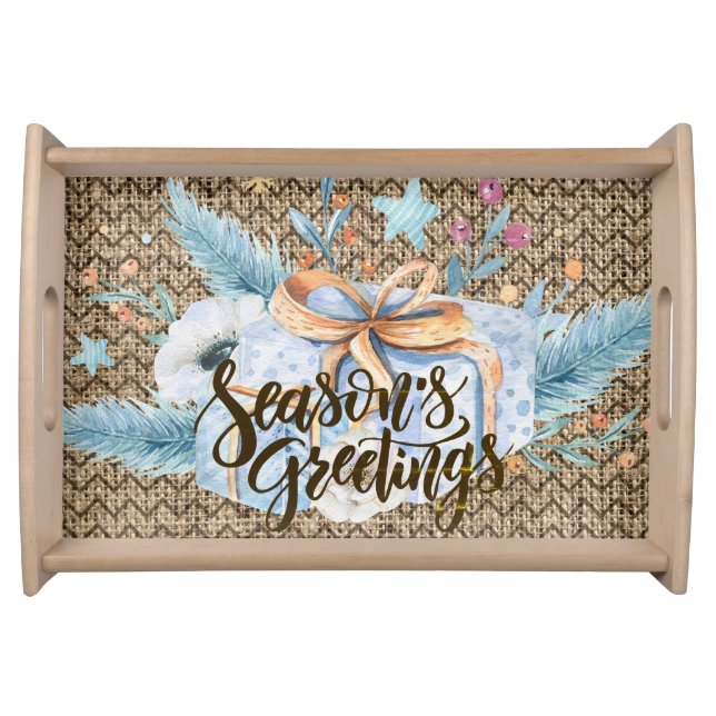 Rustic Winter Composition Christmas Serving Tray (Front)