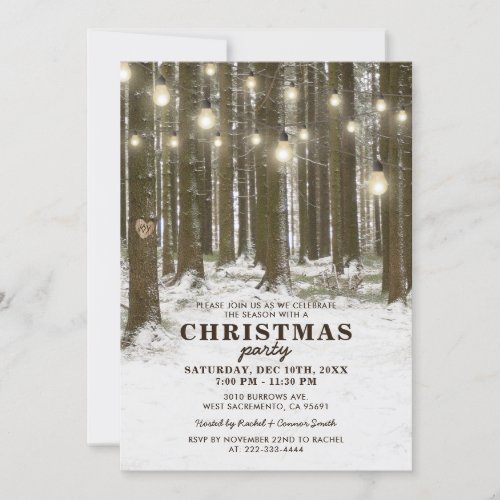 Rustic Winter Corporate Christmas Holiday Party Invitation