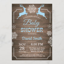 Rustic Winter Deer Snowflake Boy Baby Shower Invitation