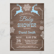 Rustic Winter Deer Snowflake Boy Baby Shower Invitation