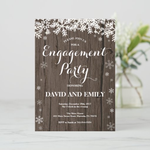 Rustic Winter Engagement Party Invitation Zazzle