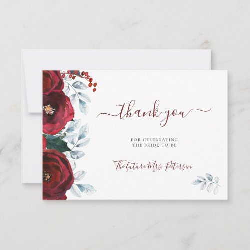 Rustic winter floral bridal shower thank you
