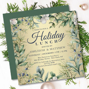 Rustic Winter Floral Holiday Lunch Invitation