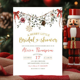 Rustic Winter Floral Merry Little Bridal Shower Invitation