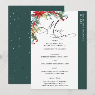 Rustic Winter Floral Modern Wedding Menu
