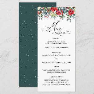 Rustic Winter Floral Modern Wedding Menu