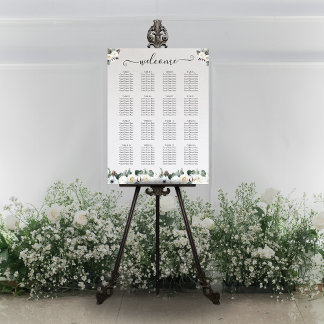 Rustic Winter Floral Wedding Seating Chart Foam Board
