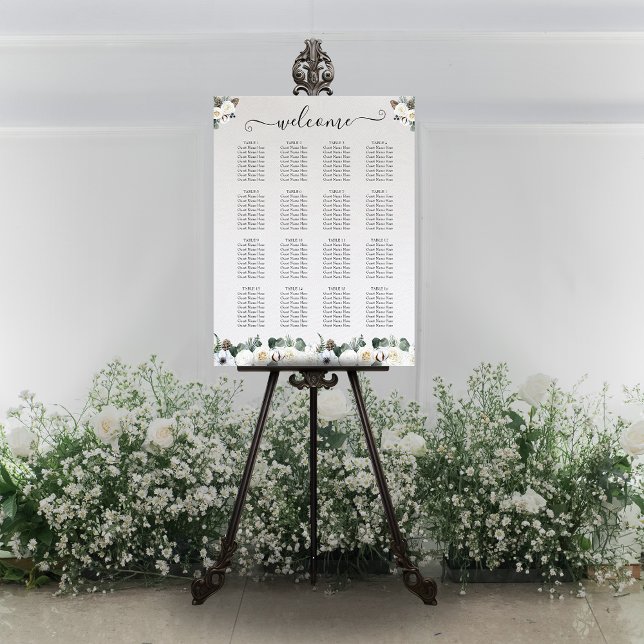 Rustic Winter Floral Wedding Seating Chart Foam Board (Creator Uploaded)