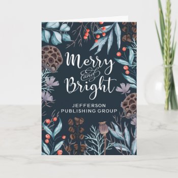 Rustic Winter Foliage Berries Merry And Bright Holiday Card by XmasMall at Zazzle