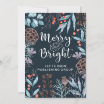 Rustic Winter Foliage Berries Merry and Bright Holiday Card