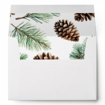 Rustic Winter Foliage Pine cone Wedding  Envelope