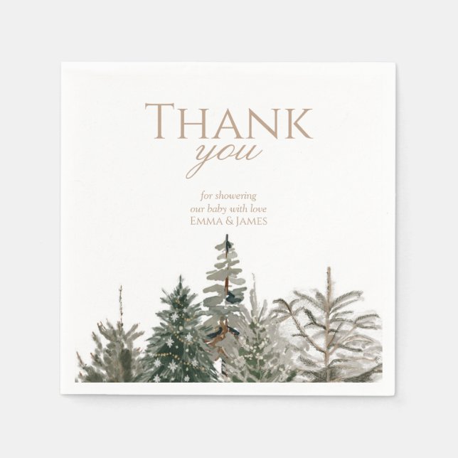 Rustic Winter Forest Christmas Napkins (Front)