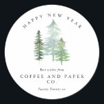 Rustic winter forest elegant corporate Christmas Classic Round Sticker<br><div class="desc">Rustic winter forest elegant chic modern minimal corporate Christmas stickers. Part of a stylish modern suite.</div>