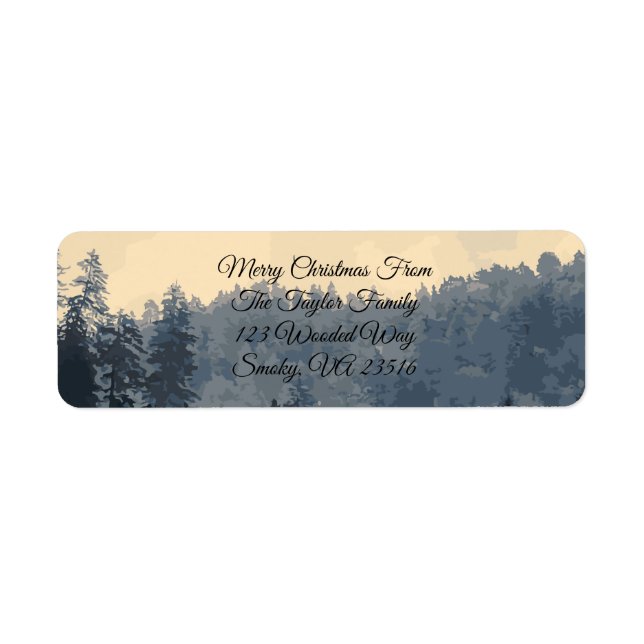 Rustic Winter Forest Frost Merry Christmas Holiday Label (Front)