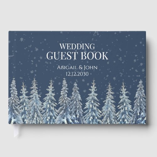 Rustic Winter Forest Navy Blue Wedding