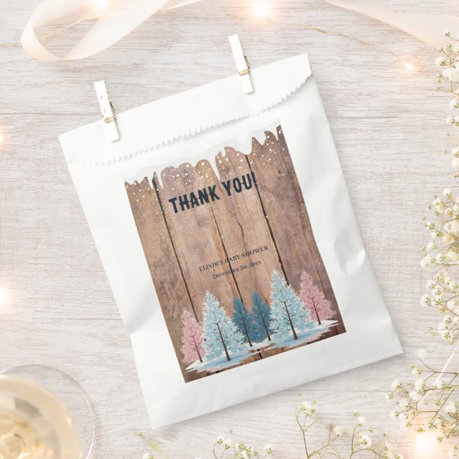 Rustic Winter Forest Pine Trees Baby Shower Favor Bag (Clipped)