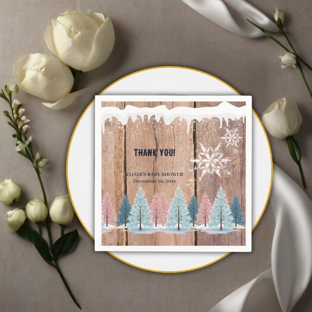 Rustic Winter Forest Pine Trees Baby Shower Napkins (Creator Uploaded)