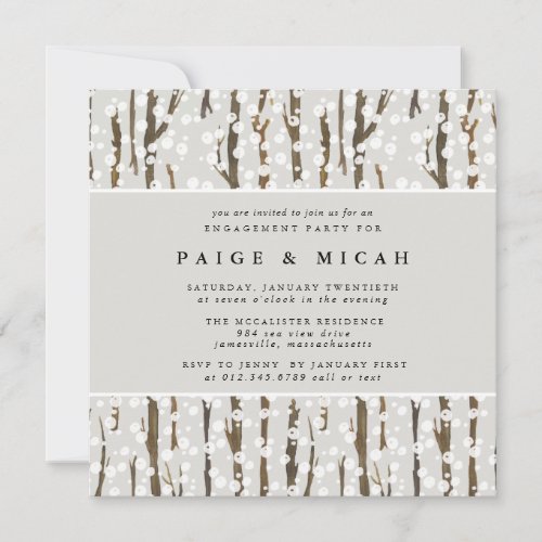 Rustic Winter Forest Square Engagement Party Invitation