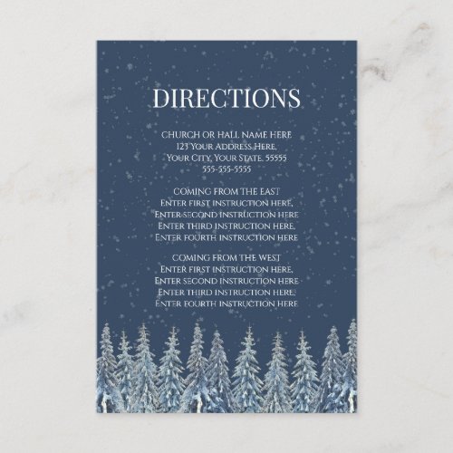 Rustic Winter Forest Wedding Direction Insert