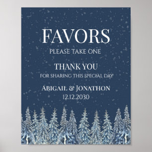 Rustic Winter Forest Wedding Favors Sign
