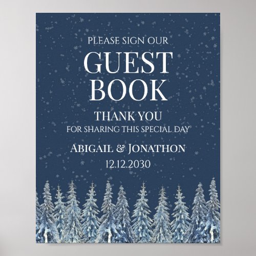 Rustic Winter Forest Wedding Guest Book Sign