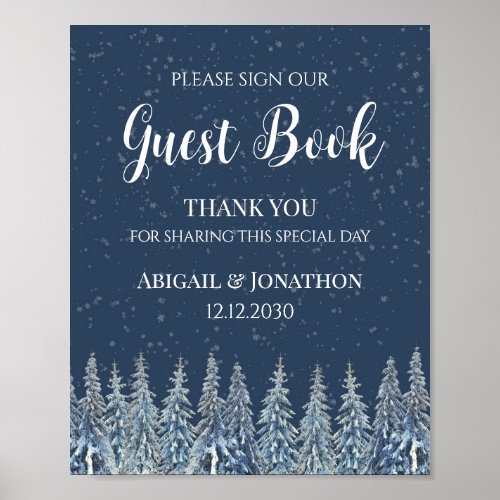 Rustic Winter Forest Wedding Guest Book Sign