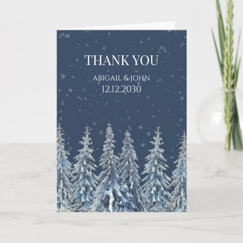 Rustic Winter Forest Wedding Thank You Card