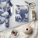 Rustic Winter Fox & Owl Christmas Gift   Wrapping Paper<br><div class="desc">A rich dark blue background with a beautiful mountains scene in a pattern with snowy pine trees,  white foxes,  and flying snowy owls. This Christmas gift wrap is perfect for your holiday gift wrap this season.</div>