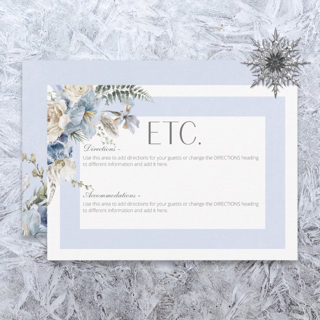 Rustic Winter Frosty Blue & White Floral Details Enclosure Card (Creator Uploaded)