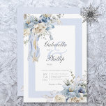 Rustic Winter Frosty Blue & White Floral Wedding Invitation<br><div class="desc">Introducing our exquisite winter floral wedding invitation, a celebration of love amidst the enchanting beauty of the season. With its icy blue and white double frame, this invitation exudes elegance and sophistication. Soft blue and white watercolor winter floral bouquets, adorned with delicate touches of yellow, tan, and green, grace the...</div>