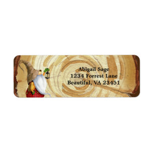 Rustic Winter Gnome and Tree Christmas Address Label