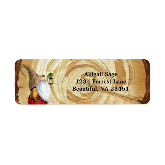 Rustic Winter Gnome and Tree Christmas Address Label (Front)