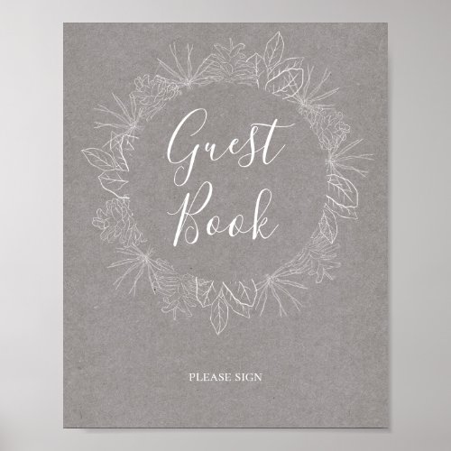 Rustic Winter  Gray Guest Book Sign