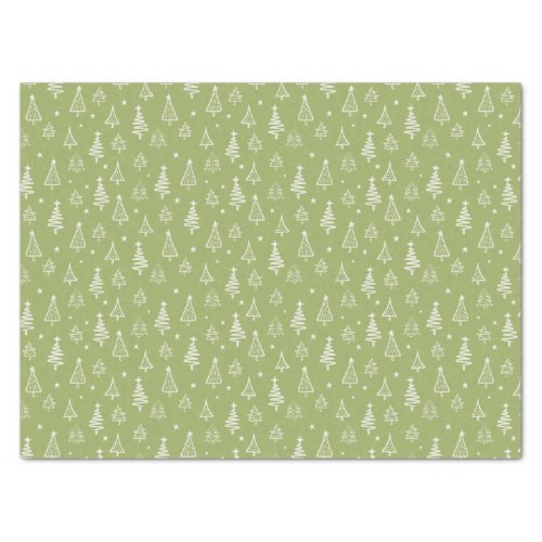 Rustic Winter Green Christmas Tree Snowy Tissue Paper