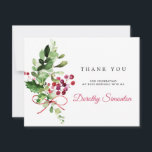 Rustic Winter Greenery 80th Birthday Thank You Card<br><div class="desc">A sprig of winter greenery and red berries decorates the left side of this 80th birthday thank you card. The back has a second greenery arrangement and a pre=printed thank you message.</div>