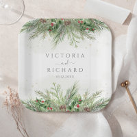 Rustic Winter Greenery Berries Pine Cone Wedding