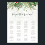 Rustic Winter Greenery Berries Pine Cone Wedding Poster<br><div class="desc">Greet your guests with festive elegance using this alphabetical winter greenery seating chart sign. This sign is perfect for a winter wedding or holiday party, and its clear layout ensures your guests can find their seats with ease. The design features a wintry theme with pine branches and holly berries, adding...</div>