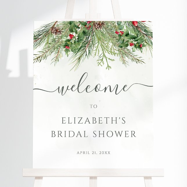 Rustic Winter Greenery Bridal Shower Welcome Sign (Creator Uploaded)