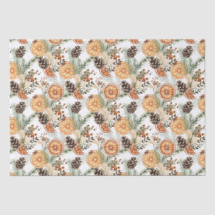 Rustic winter greenery citrus botanical Christmas Tissue Paper