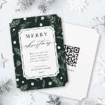 Rustic Winter Greenery QR Code Corporate Christmas Holiday Card<br><div class="desc">This elegant Christmas | holiday card features "Merry Christmas" in chic green lettering on a ticket shape frame with a watercolor winter greenery pattern background and an optional QR code or logo on the back. For more advanced customization of this design, please click the BLUE DESIGN TOOL BUTTON to change...</div>