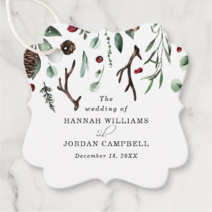 Rustic Winter Greenery Red Christmas Berries Favor Tags