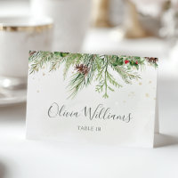 Rustic Winter Greenery Wedding Place Card