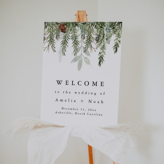 Rustic Winter Greenery Wedding Welcome Sign (Creator Uploaded)
