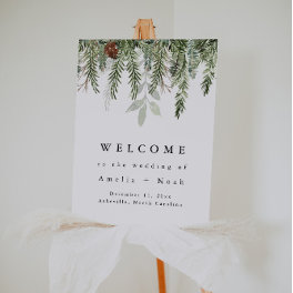 Rustic Winter Greenery Wedding Welcome Sign